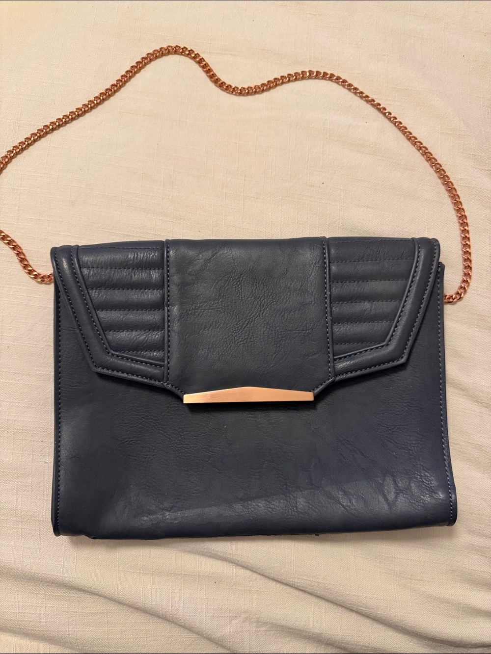 Danielle Nicole Women's Navy Chain Crossbody Bag with Rose Gold Accent